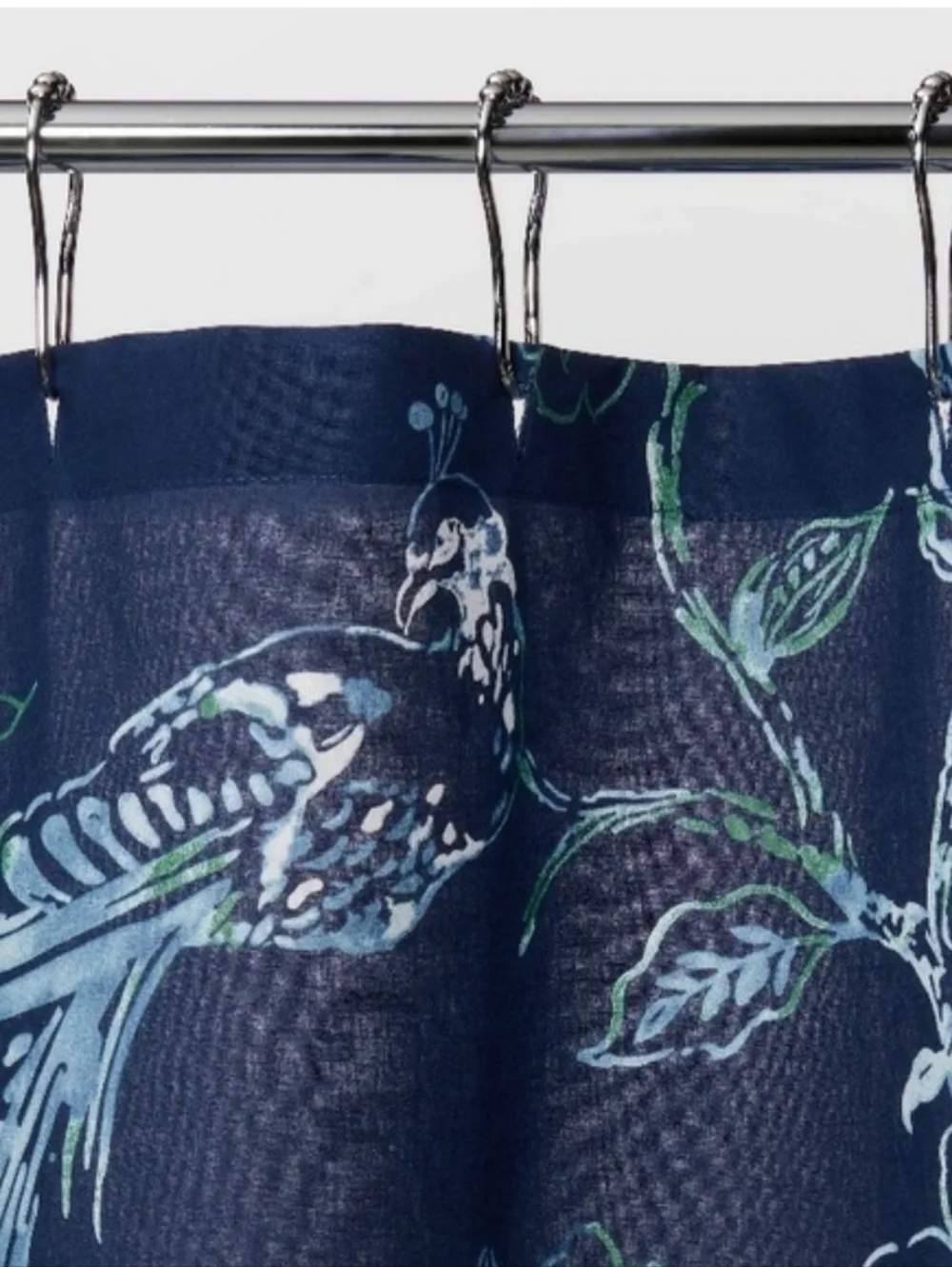 Threshold Blue Shower Curtain With Tassles